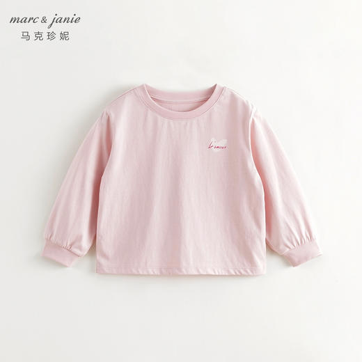 马克珍妮女童撞色字母宽松长袖T恤儿童休闲上衣秋装新款241083 商品图1