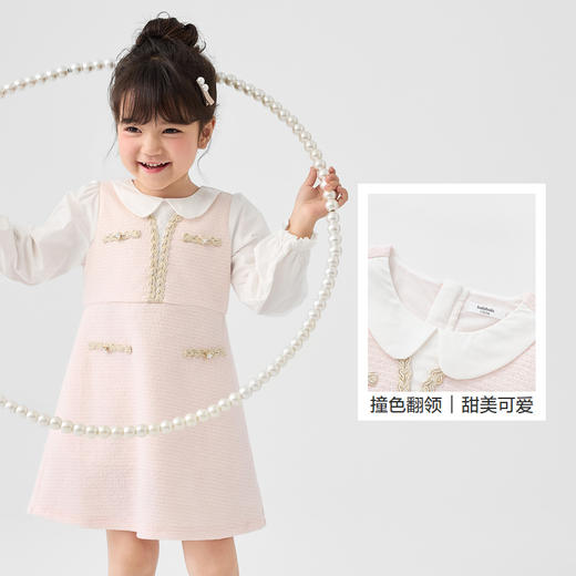 巴拉巴拉童装女童连衣裙秋装新款儿童小香风假两件裙子洋气潮 商品图3