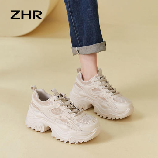 ZHR则则老爹鞋女2024春季新款厚底增高休闲鞋百搭软底透气运动鞋 商品图6