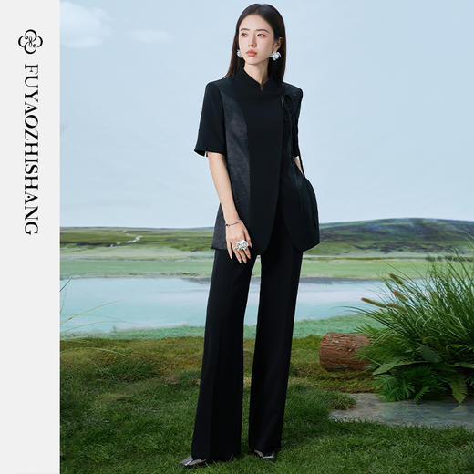 FUYAO扶摇 夏季薄款外套女2024夏季新款国风立领西服上衣气质通勤 商品图4