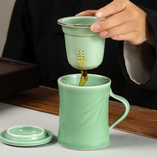 【经典】龙泉青瓷中式茶水分离泡茶杯 商品图2