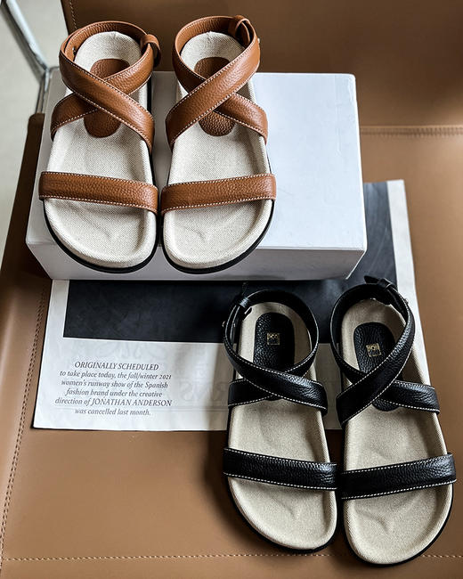 现货 THS 7.13-限时 TOT家 罗马交叉扣带凉鞋 复古沙滩凉鞋 2色 BZ1194 商品图3