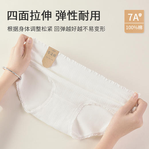 洁丽雅7A抑菌中腰纯棉女士内裤简约舒适高弹亲肤纯棉底裆内裤女 商品图8