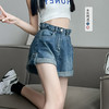 西遇C蓝色卷边牛仔短裤女夏季新款早秋高腰显瘦A字辣妹热裤SS140092 商品缩略图0