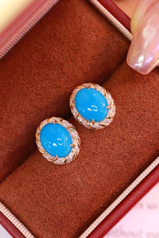 4.62ct 绿松石耳钉 商品图4