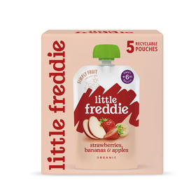 小皮 Little Freddie 婴儿宝宝辅食水果泥吸吸袋 草苺香蕉蓉(6个月起) 100gX5包