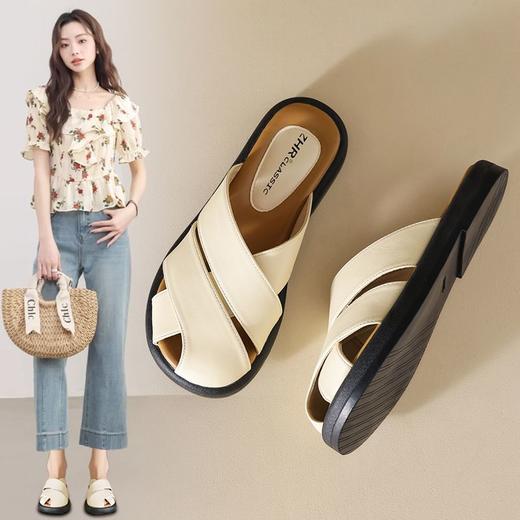 ZHR则则平底包头女外出拖鞋2024夏季新款外穿复古懒人凉拖鞋防滑 商品图9