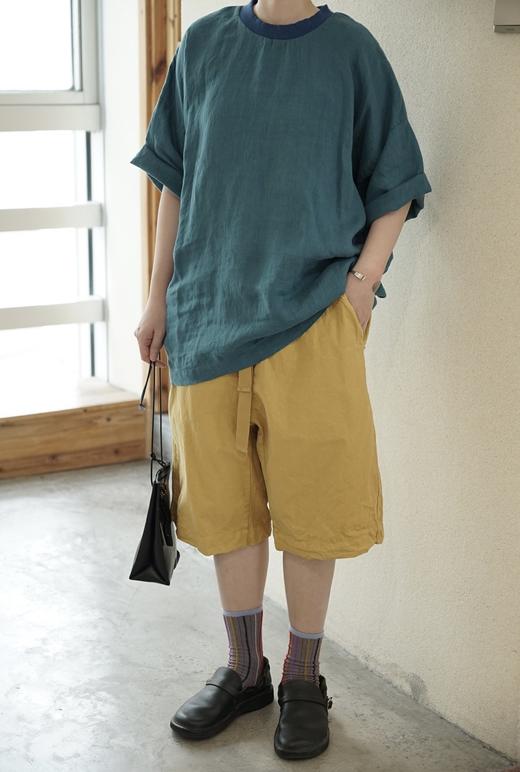 ALBUM DI FAMIGLIA 束带休闲短裤(军绿/黄色可选) 商品图5