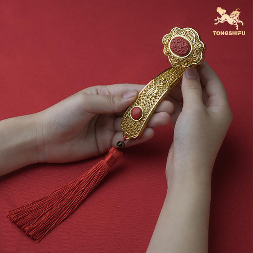 铜师傅《花丝如意》客厅中式解压把玩装饰品七夕礼物礼品桌面摆件 商品图3