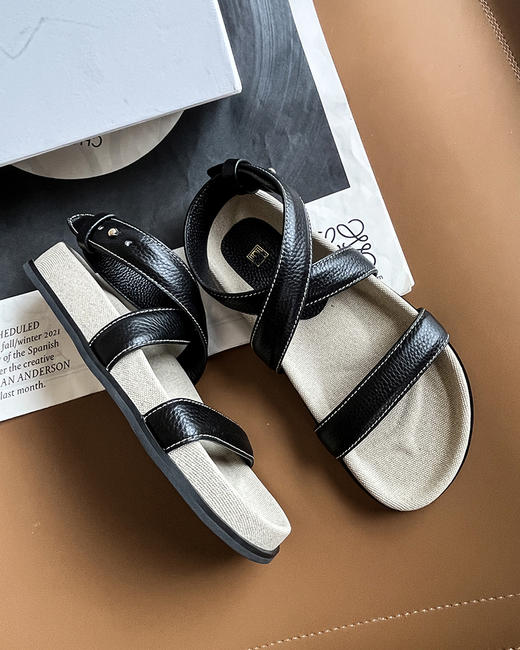 现货 THS 7.13-限时 TOT家 罗马交叉扣带凉鞋 复古沙滩凉鞋 2色 BZ1194 商品图5