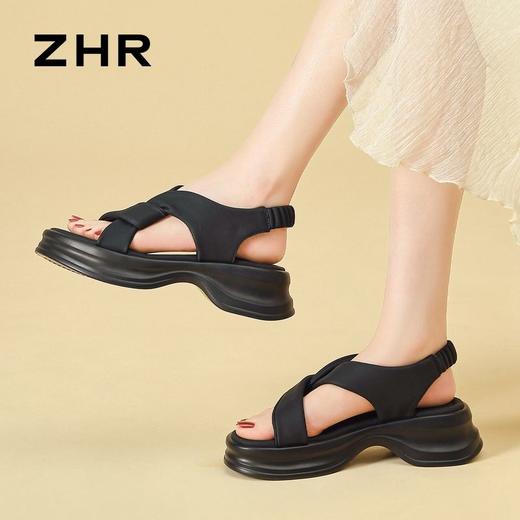 ZHR则则简约厚底凉鞋女2024夏新款时尚百搭轻盈透气耐磨凉鞋显高 商品图8