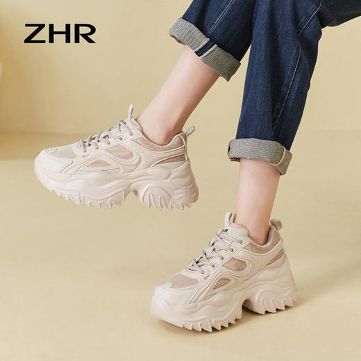 ZHR则则老爹鞋女2024春季新款厚底增高休闲鞋百搭软底透气运动鞋 商品图7