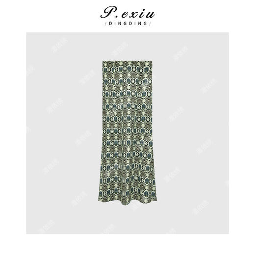 04-1潘依绣丁丁宠粉中式复古印花优雅气质包臀半身裙 W-62218 商品图1