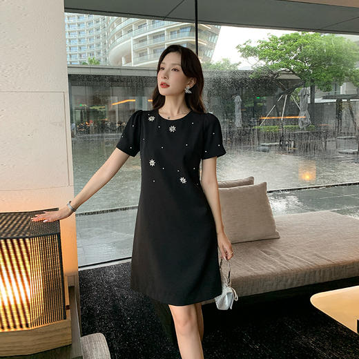 [奢姿轻奢系列]法式打钻连衣裙大码女装夏季新款胖妹妹气质裙子8942825742 商品图1