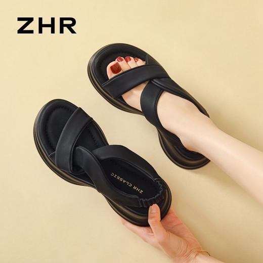 ZHR则则简约厚底凉鞋女2024夏新款时尚百搭轻盈透气耐磨凉鞋显高 商品图9