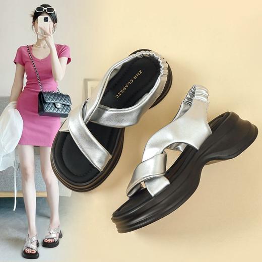 ZHR则则简约厚底凉鞋女2024夏新款时尚百搭轻盈透气耐磨凉鞋显高 商品图1