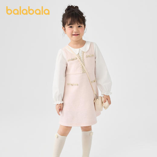 巴拉巴拉童装女童连衣裙秋装新款儿童小香风假两件裙子洋气潮 商品图0