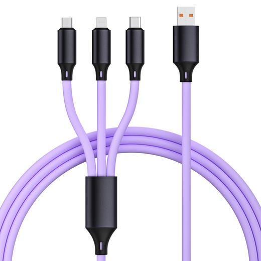 真硅胶二拖三数据线适用苹果15华为手机快充五合一5in1快充充电线 商品图8