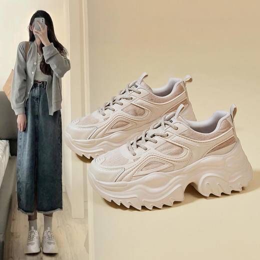 ZHR则则老爹鞋女2024春季新款厚底增高休闲鞋百搭软底透气运动鞋 商品图0