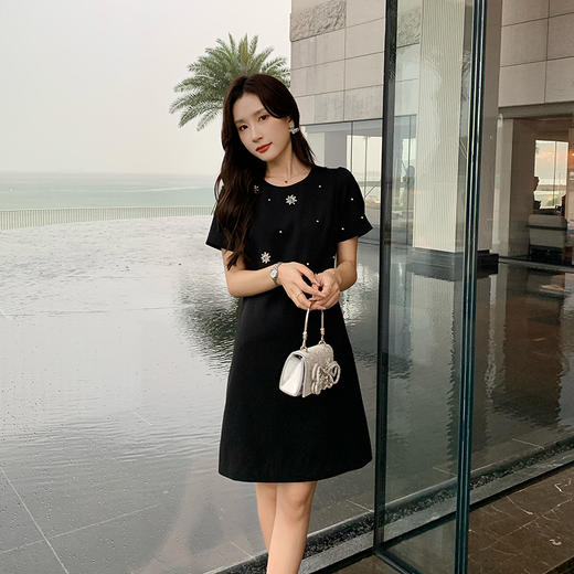 [奢姿轻奢系列]法式打钻连衣裙大码女装夏季新款胖妹妹气质裙子8942825742 商品图4