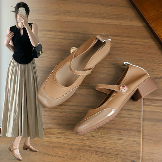 ZHR则则浅口单鞋女2024新款时尚百搭玛丽珍鞋气质小皮鞋女鞋 商品图1