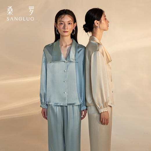 【凝】桑罗23姆米重磅真丝睡衣套装女春夏新品桑蚕丝舒眠家居服可外穿 商品图2