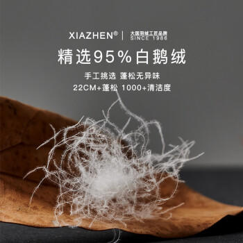 霞珍羽绒枕95%白鹅绒枕头100支全棉枕芯 单只装48*74cm 商品图0