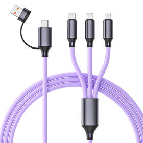 真硅胶二拖三数据线适用苹果15华为手机快充五合一5in1快充充电线