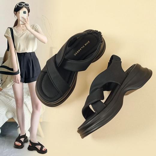 ZHR则则简约厚底凉鞋女2024夏新款时尚百搭轻盈透气耐磨凉鞋显高 商品图2