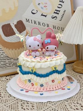 kitty&melody公仔 可爱主题蛋糕