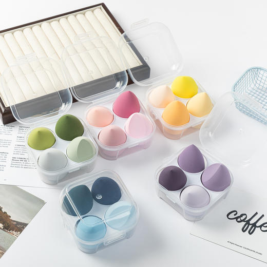 【不易卡粉，妆效出众，细节让你美得更有高级感】4个套装粉扑 非乳胶漂流瓶粉扑 美妆蛋海绵气垫 化妆不吃粉 干湿两用美妆蛋-QQ 商品图2