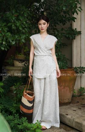 【门店同款】ENJOY夏季自然-设计感条纹休闲裤 158694461