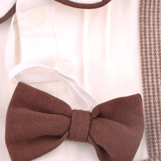 棉果果秋季新品春秋款男童带领结爬服小绅士对开连体衣M312722224486 商品图2