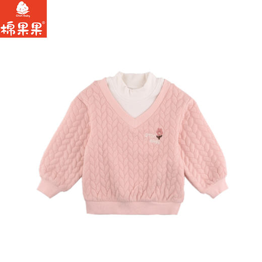 棉果果秋季新品女童空气层保暖拼接假两件套头卫衣M322180624410 商品图1