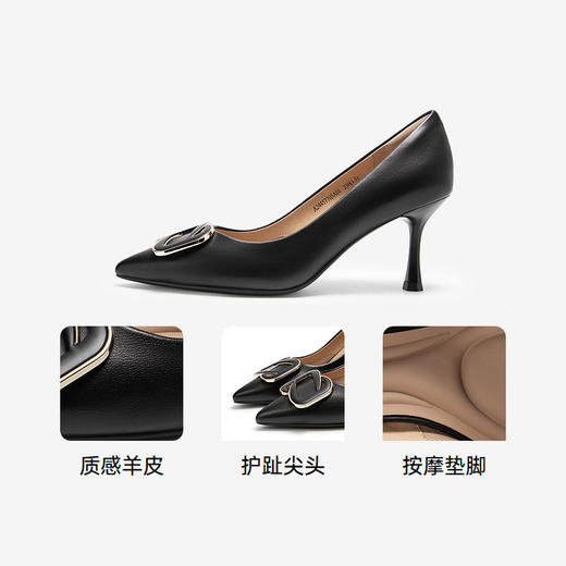 【静音系列】千百度细高跟鞋女秋季双C拥抱通勤法式单鞋A24457705 商品图3