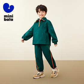 迷你巴拉运动风长袖套装男女童儿童舒弹有型学院风时尚
