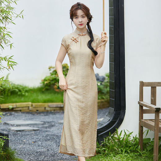 SYK-892新款女春秋款复古旗袍三分袖旗袍旗袍修身礼服新中式妈妈 商品图3