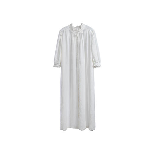 绽放515朵【黑白灰系列·白鸽】木耳边花瓣领风琴褶七分袖连衣裙 商品图4