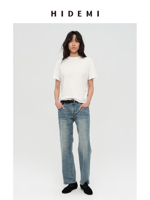 HIDEMI 自然棉织标系列圆领透气舒适短袖t恤 白色/烟灰色/深炭灰 商品图11