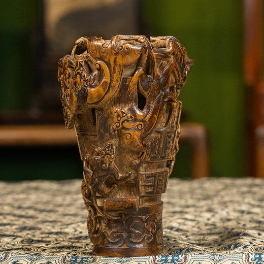 清 竹雕螭虎纹爵杯 商品图4