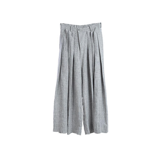 绽放343朵【黑白灰系列·灰武士】色织亚麻休闲裤宽松阔腿裤 商品图4