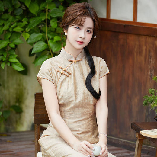 SYK-892新款女春秋款复古旗袍三分袖旗袍旗袍修身礼服新中式妈妈 商品图2