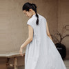 绽放478朵【黑白灰系列·韵姐儿】长绒棉新中式分割短袖连衣裙 商品缩略图3