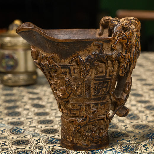 清 竹雕螭虎纹爵杯 商品图1