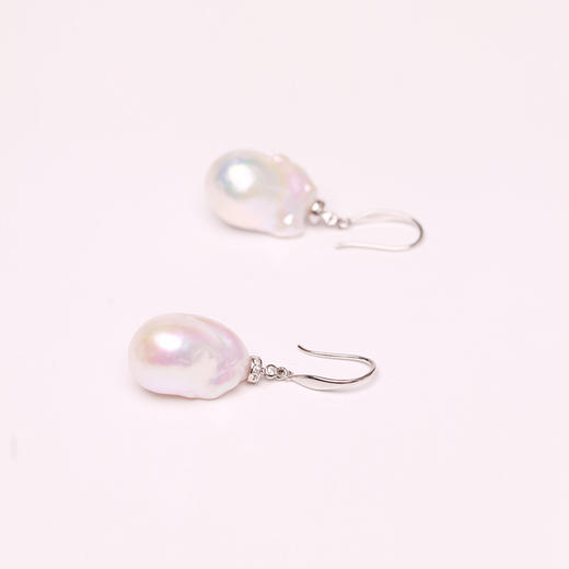 美裕 925银淡水珍珠耳钩 异形珠 108411W 商品图2