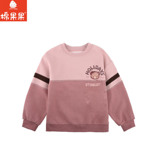 棉果果秋季新品女童春秋款简约百搭撞色拼接圆领套头卫衣M322180224415 商品图0