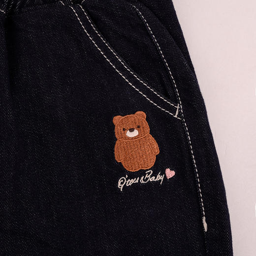 棉果果秋季新品女童春秋款纯棉柔软卡通小熊牛仔长裤M322200224440 商品图2