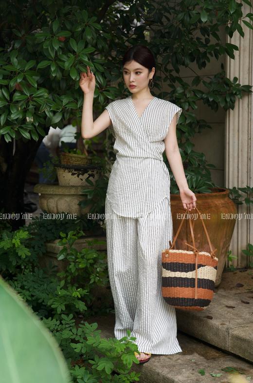 【门店同款】ENJOY夏季自然-设计感条纹休闲裤 158694461 商品图4