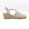 断码特价38码——西班牙原产手工制作时尚轻便超舒适女款坡跟草编鞋511LY-银白色 商品缩略图0