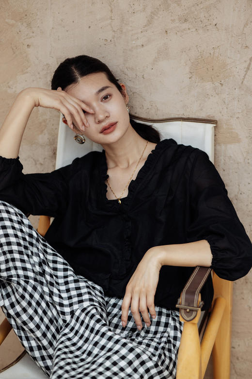 绽放464-385朵【黑白灰系列·木耳】丝绵花边长袖防晒小衫吊带 商品图5